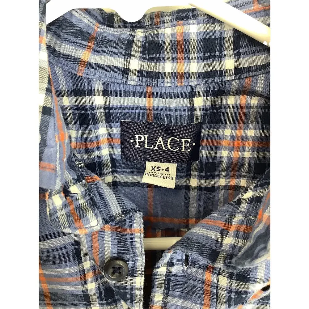 The Children's Plaid Boys Plaid Long Sleeve Button Down Shirt Kid's Size XS/4